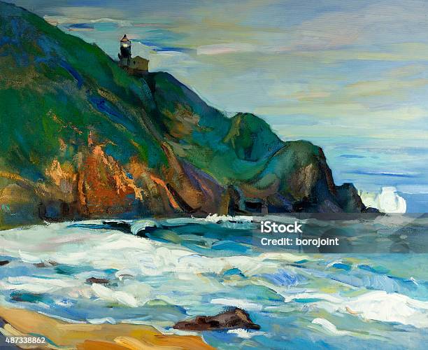 Lighthouse Stock Illustration - Download Image Now - Painting - Art Product, Lighthouse, Retro Style