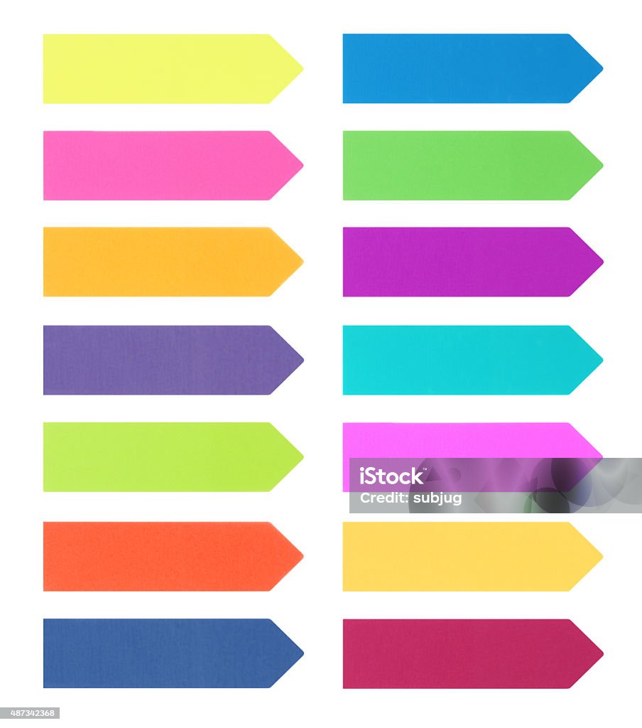 Adhesives Arrow Notes Colorful Adhesives Arrow Notes Collection isolated on white Adhesive Note Stock Photo