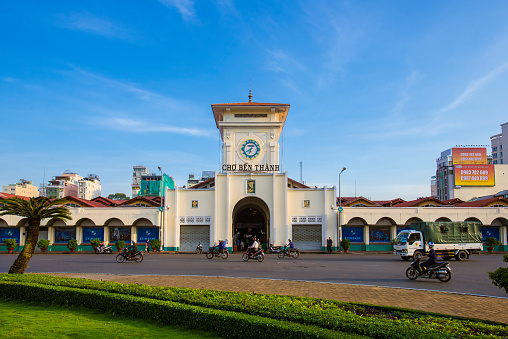 Ho Chi Minh City, Vietnam - Jun 13, 2015: Ben Thanh Market in early morning on  Jun 13, 2015,Ben Thanh market built in French domination and is the Saigon iconic landmark