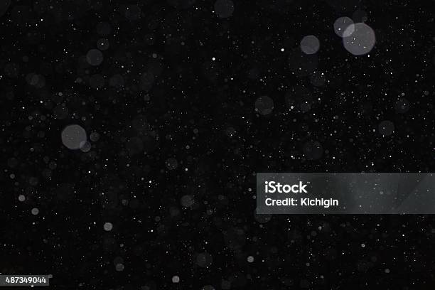 Abstract Black White Snow Texture On Black Background For Overlay Stock Photo - Download Image Now