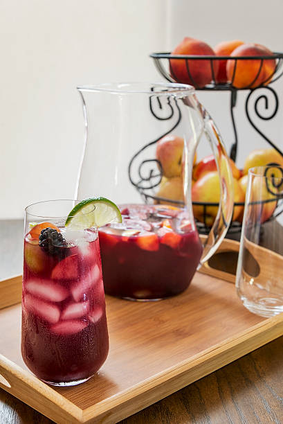istock Tall glass of ice cold red sangria 487354698