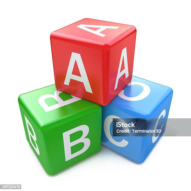 Back To School And Education Concept Abc Color Glossy Cubes Stock Photo - Download Image Now