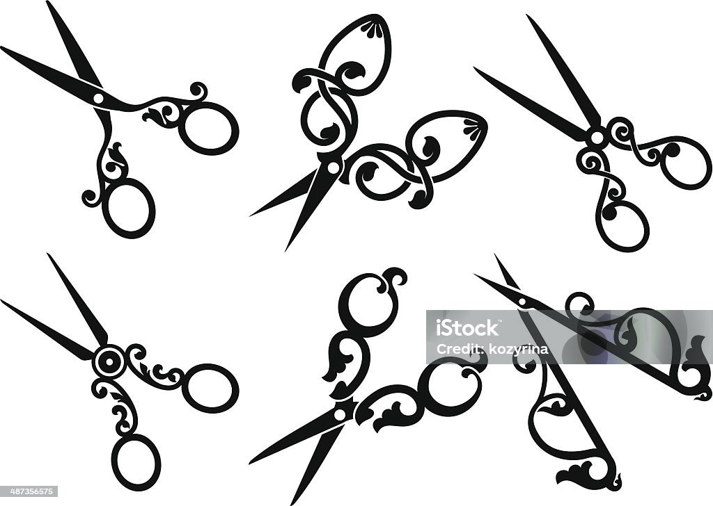 Set of retro scissors. Set of retro scissors. Set of retro scissors. Abstract stock vector