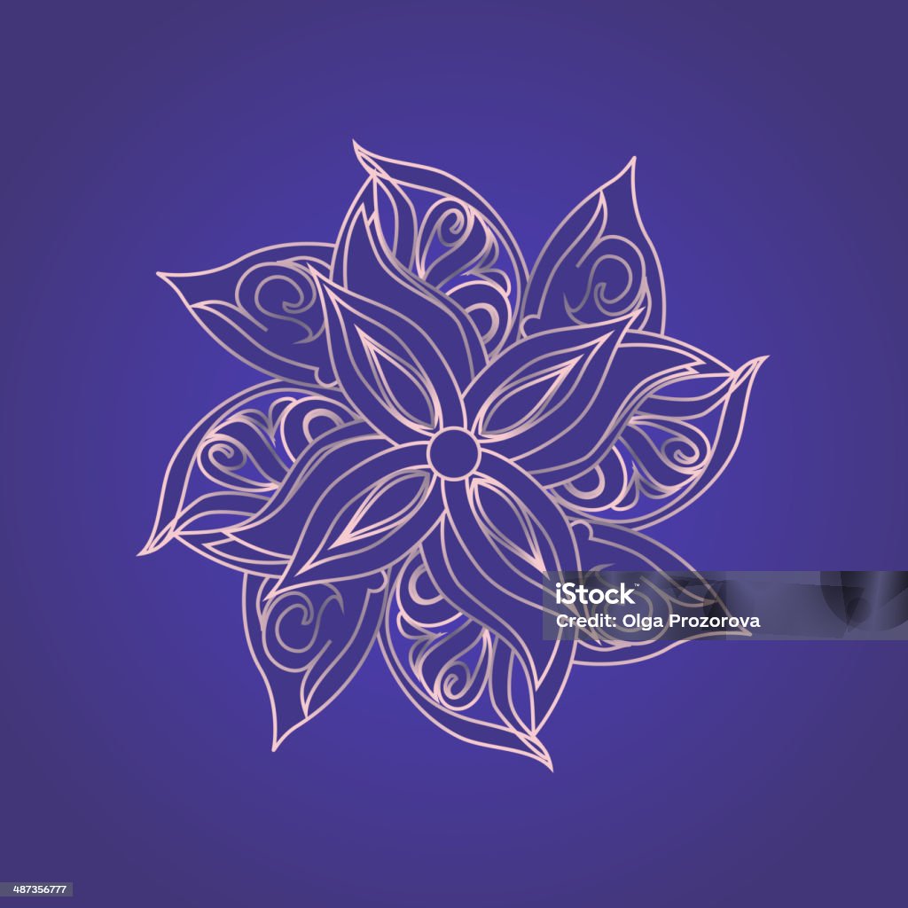 Patrón floral abstracto contra fondo púrpura - arte vectorial de Abstracto libre de derechos