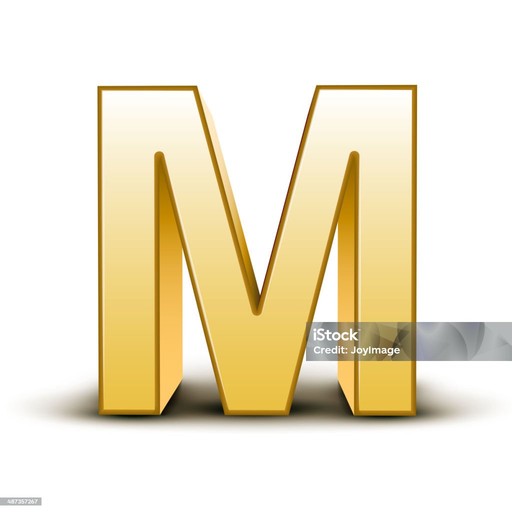 3d golden letter M 3d golden letter M isolated white background Design stock vector