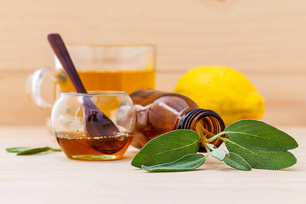 istock Cup of herbal tea with  fresh sage 487358556