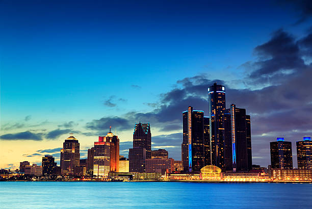 istock Detroit skyline by night 487359417