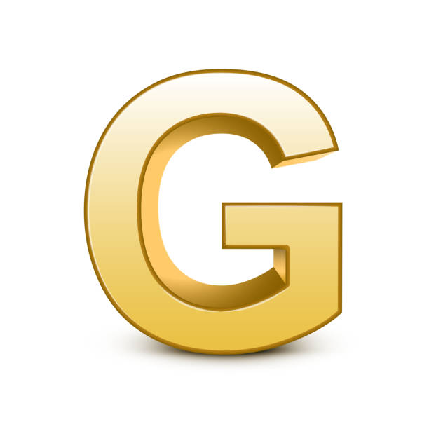 ilustrações, clipart, desenhos animados e ícones de 3 d dourado letra g - alphabet white background letter g three dimensional shape