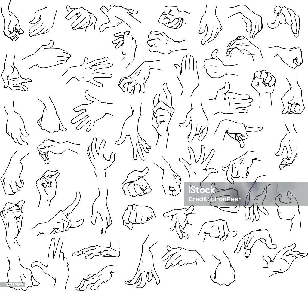 Man Hands Pack Lineart Stock Illustration - Download Image Now - Pinching,  Women, Vector - iStock