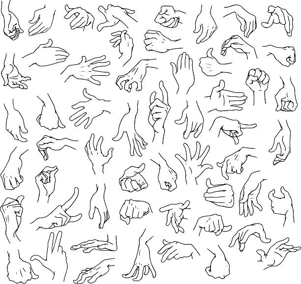 Man Hands Pack Lineart vector art illustration