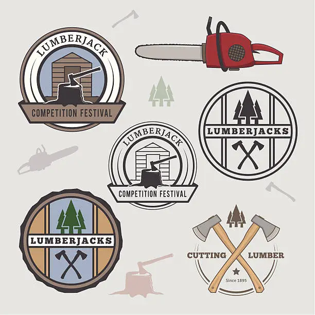 Vector illustration of Set of lumberjack design elements