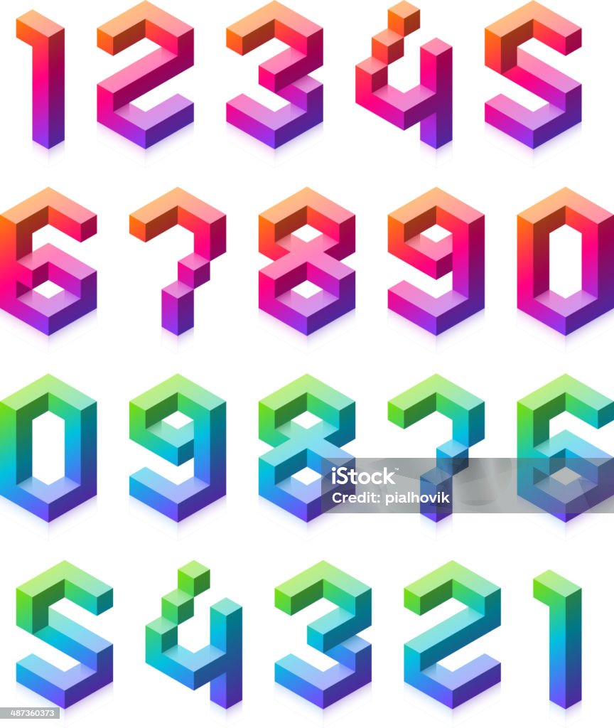 Simple 3d Number 3d Numbers Set Stock Illustration - Download Image Now - Block Shape ...