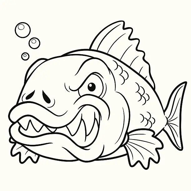 Vector illustration of Angry fish cartoon