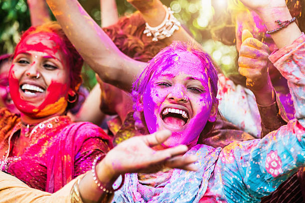 istock Happy Holi, Friends Celebrating 487360807
