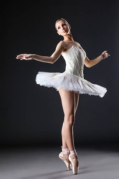 istock Image of cute young ballerina dancing in studio 487360953