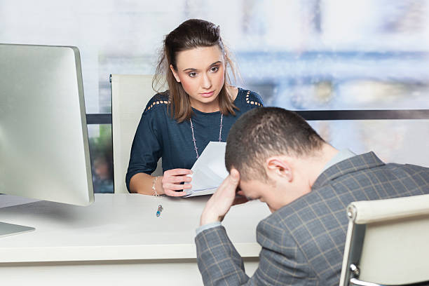 istock Human resources consultant talking with depressed employee 487362427
