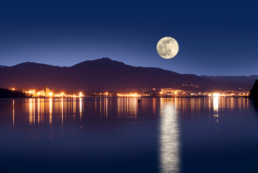 nanaimo in night with a moon