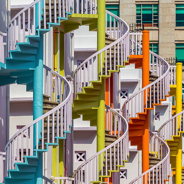 istock Colorful spiral stairs 487370754