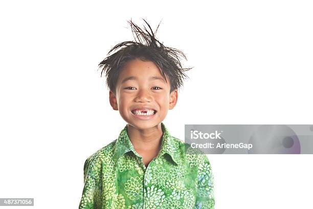 Smiling Messy Hair Child With Missing Front Teeth Stock Photo - Download Image Now - Child, Gap Toothed, Smiling