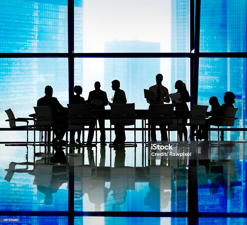 Silhouette Group of Business People Meeting Concept 2015 Stock Photo