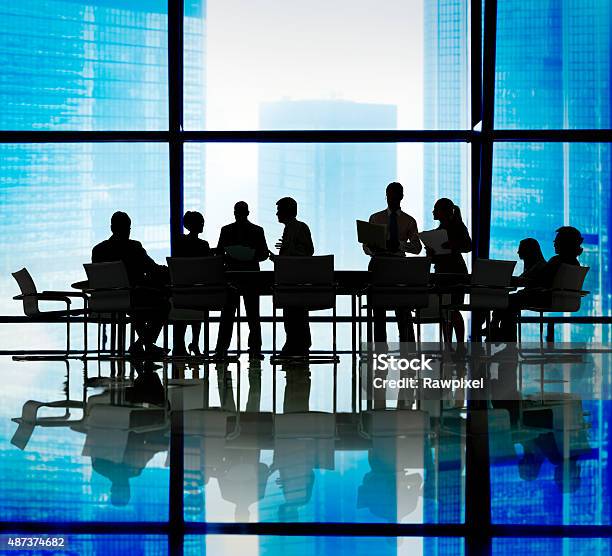 Silhouette Group Of Business People Meeting Concept Stock Photo - Download Image Now