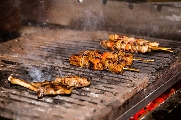 istock Beef skewer and ribs on the grilled 487374792