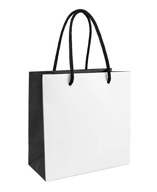 papel blanco y negro bolsa de la compra - bag white paper bag paper fotografías e imágenes de stock