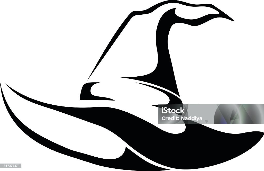 SORCIÈRES chapeau. Vector noir silhouette. - clipart vectoriel de Chapeau de sorcière libre de droits