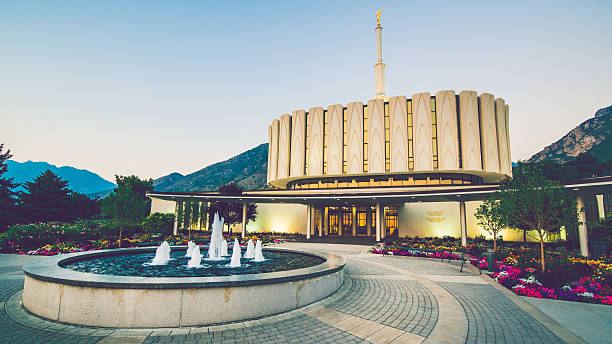 Provo Temple for the Church of Jesus Christ of Latter Day Saints. The Provo temple was dedicated on February 9, 1972.  Image taken August 2015 in Provo, Utah, USA.