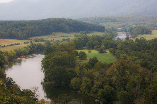 Shenadoah River in late summer running thorough the valley