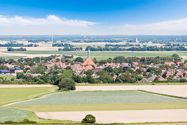 Aerial view on Wesselburen in Dithmarschen, Germany