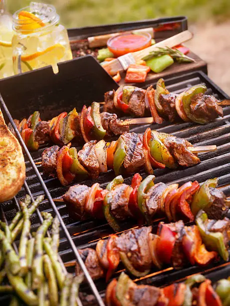 Photo of Beef and Vegetable Kabobs on the BBQ