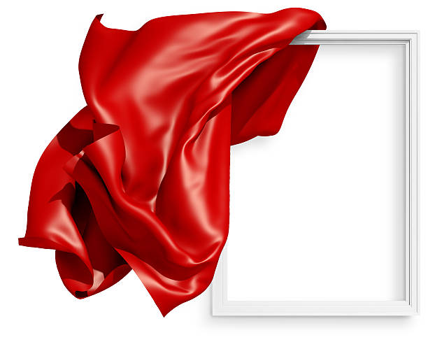 istock red drapery 3D on the frame for a picture 487384042