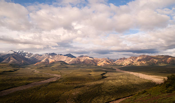 istock Puffy clouds blue sky Alaska Range Denali National Park 487387446
