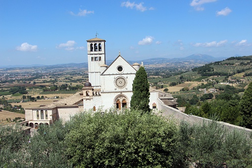 assisi - panorama and basilica of san francisco d'assisi