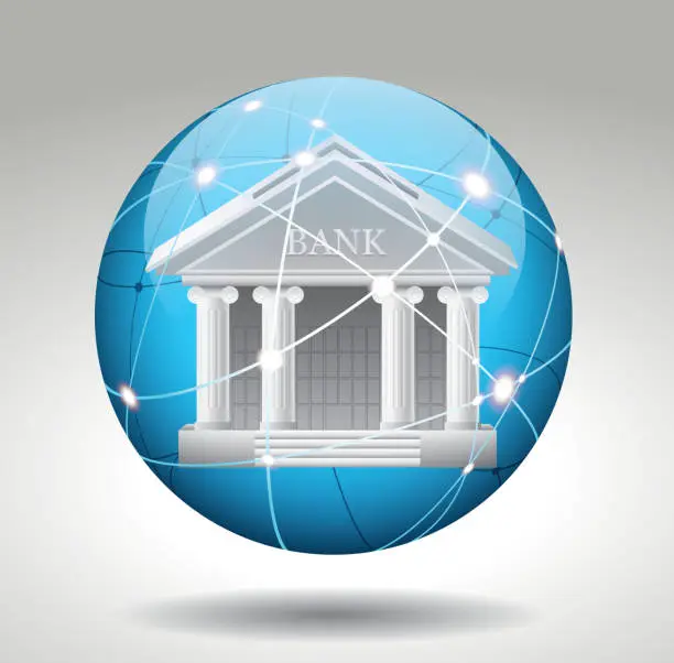 Vector illustration of Bank in cyberspace