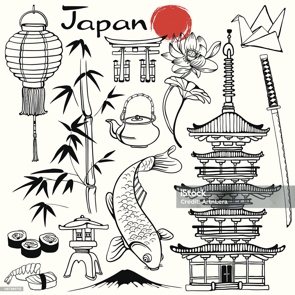 Japan Japanese symbols set Japan stock vector