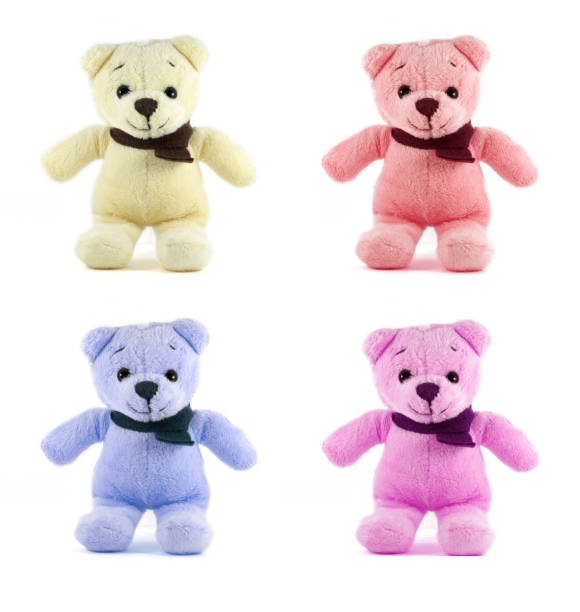 istock set of four color TEDDY BEAR with scarf,isolate 487389807