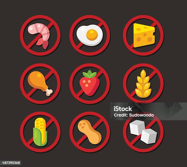 Allergen Free Icons Stock Illustration - Download Image Now - Allergy, Nut - Food, Peanut - Food