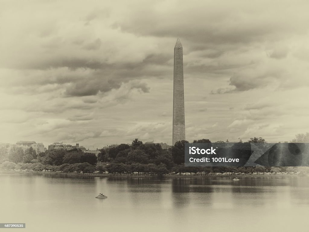 washington memorial - black and white washington memorial in a beautiful summer day American Flag Stock Photo