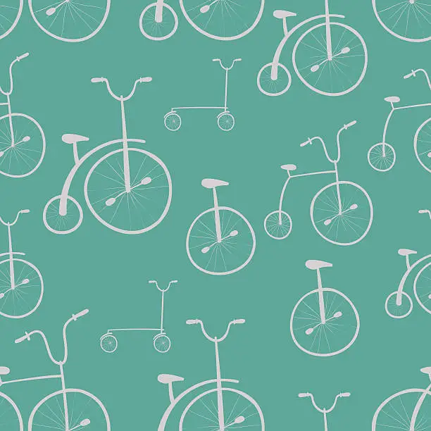 Vector illustration of Seamless bicycles pattern. Bikes. Use for pattern fills, surface