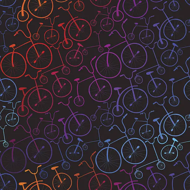Vector illustration of Seamless bicycles pattern. Bikes. Use for pattern fills, surface