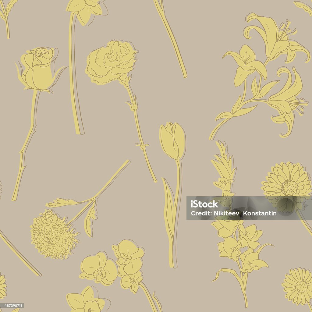 Vector Seamless Pattern of Flowers Abstract stock vector