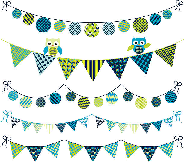 illustrations, cliparts, dessins animés et icônes de nid d'ange hibou bannière - bunting chevron pattern flag