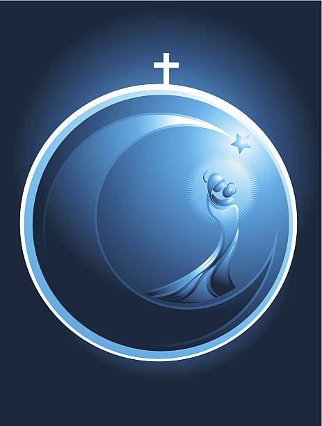 runda narodzenia ikonę mary i dziecko jezus - family abstract child religious icon stock illustrations