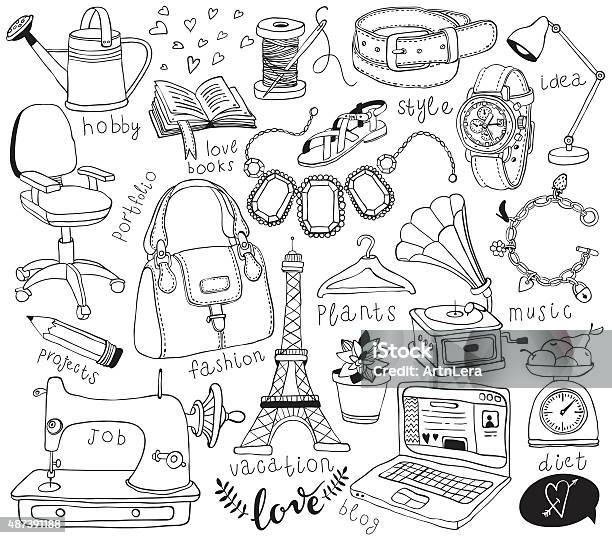 Blog Doodles Set Stock Illustration - Download Image Now - Jewelry, Doodle, Illustration