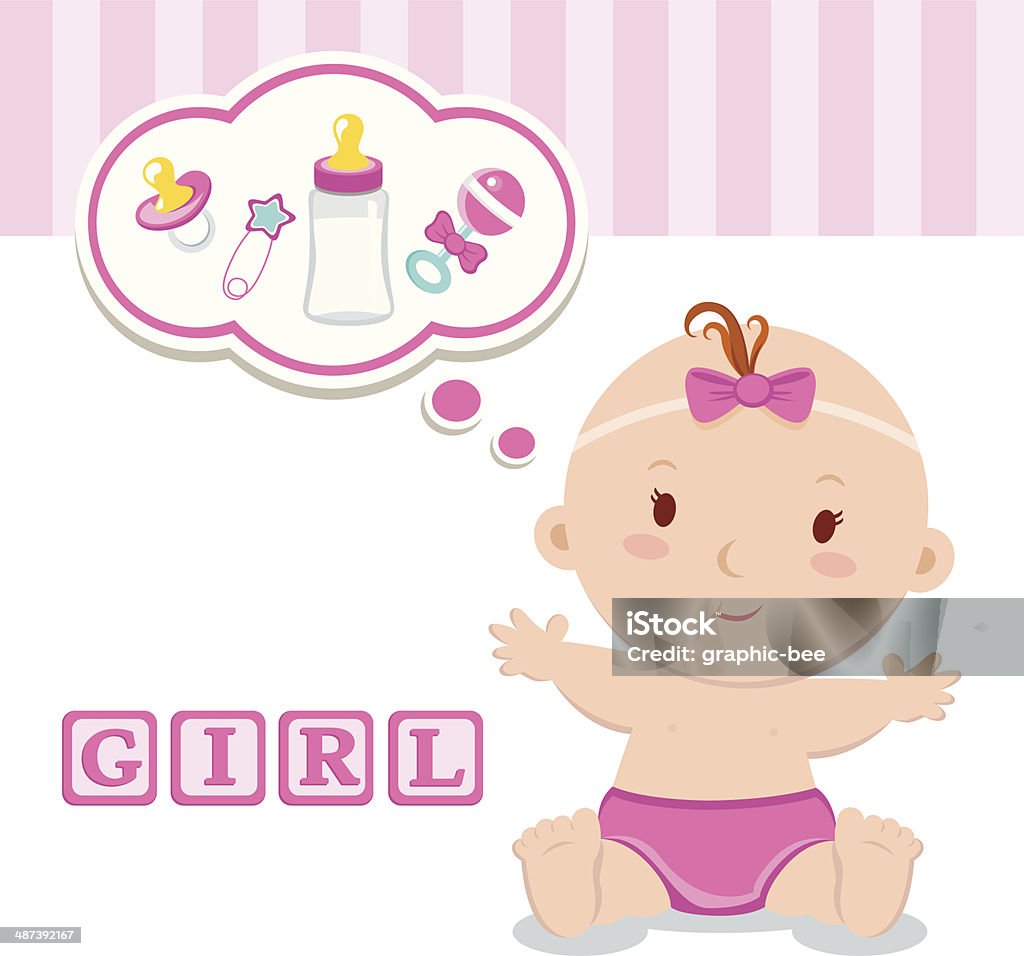 Маленькая девочка-младенец - Векторная графика It's A Girl - английское словосочетание роялти-фри