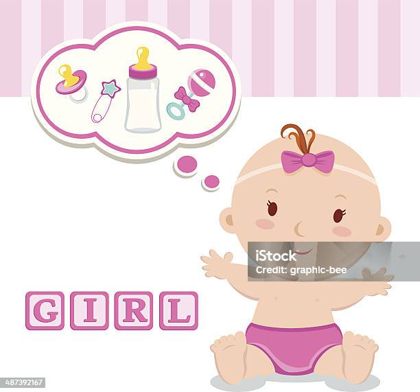 Маленькая Девочкамладенец — стоковая векторная графика и другие изображения на тему It's A Girl - английское словосочетание - It's A Girl - английское словосочетание, Карточная игра, Поздравительная открытка