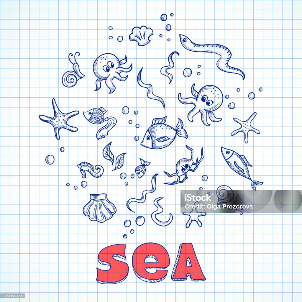 Éléments de la vie de mer - clipart vectoriel de Algue libre de droits