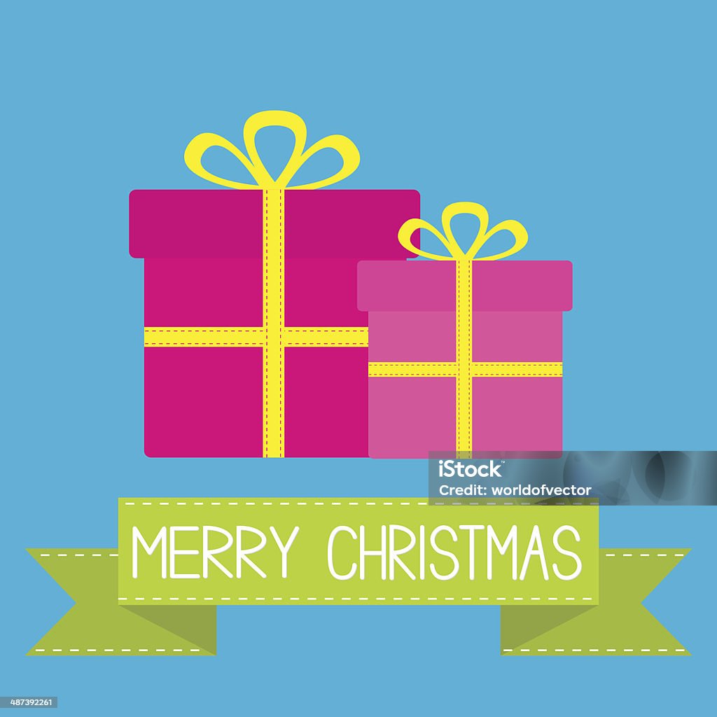 Two Ribbons Gift Two Gift Boxes With Ribbons And Bows Merry Christmas Card Stock ...